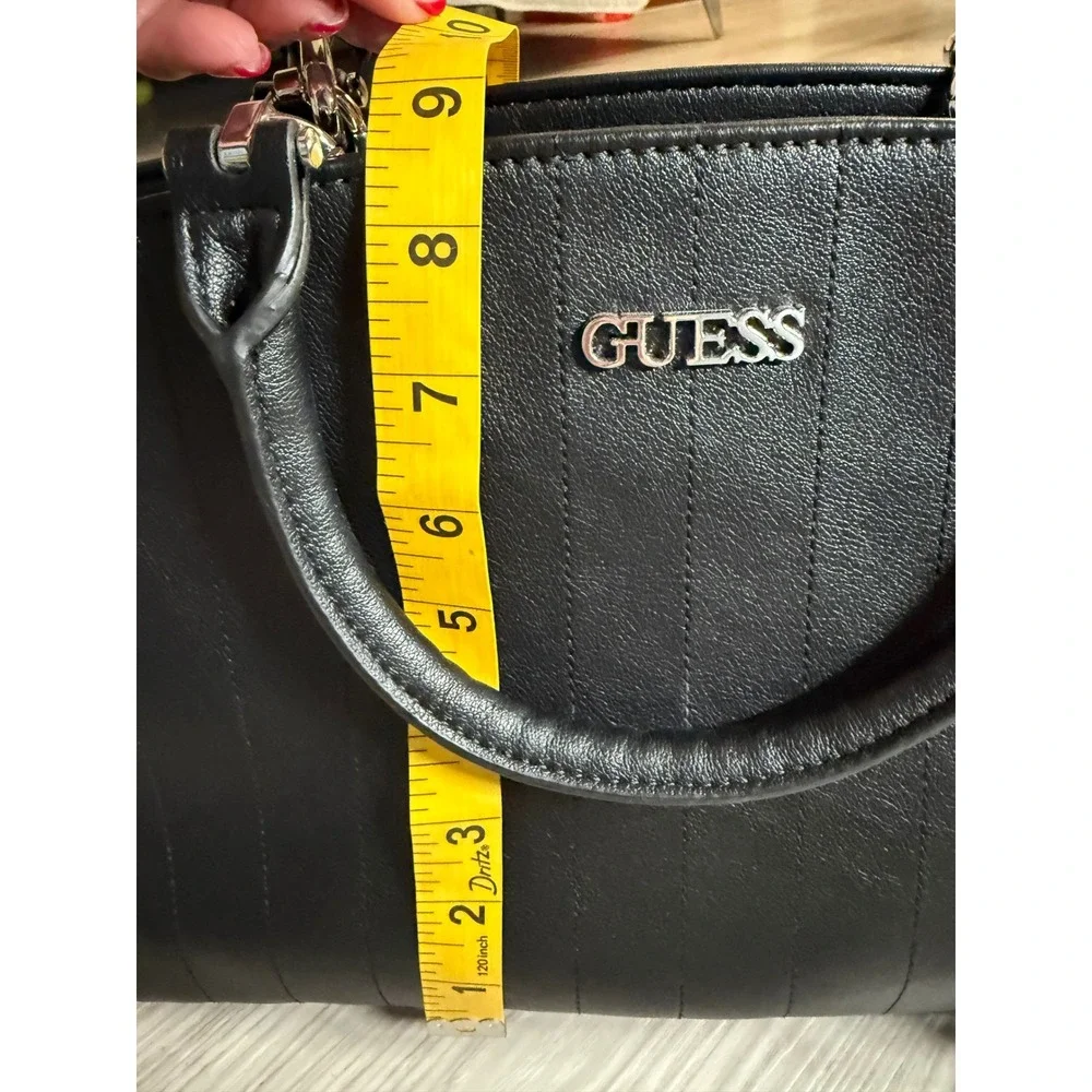 Guess Black Quilted Satchel Handbag and Matching Wristlet Wallet Set VY854242